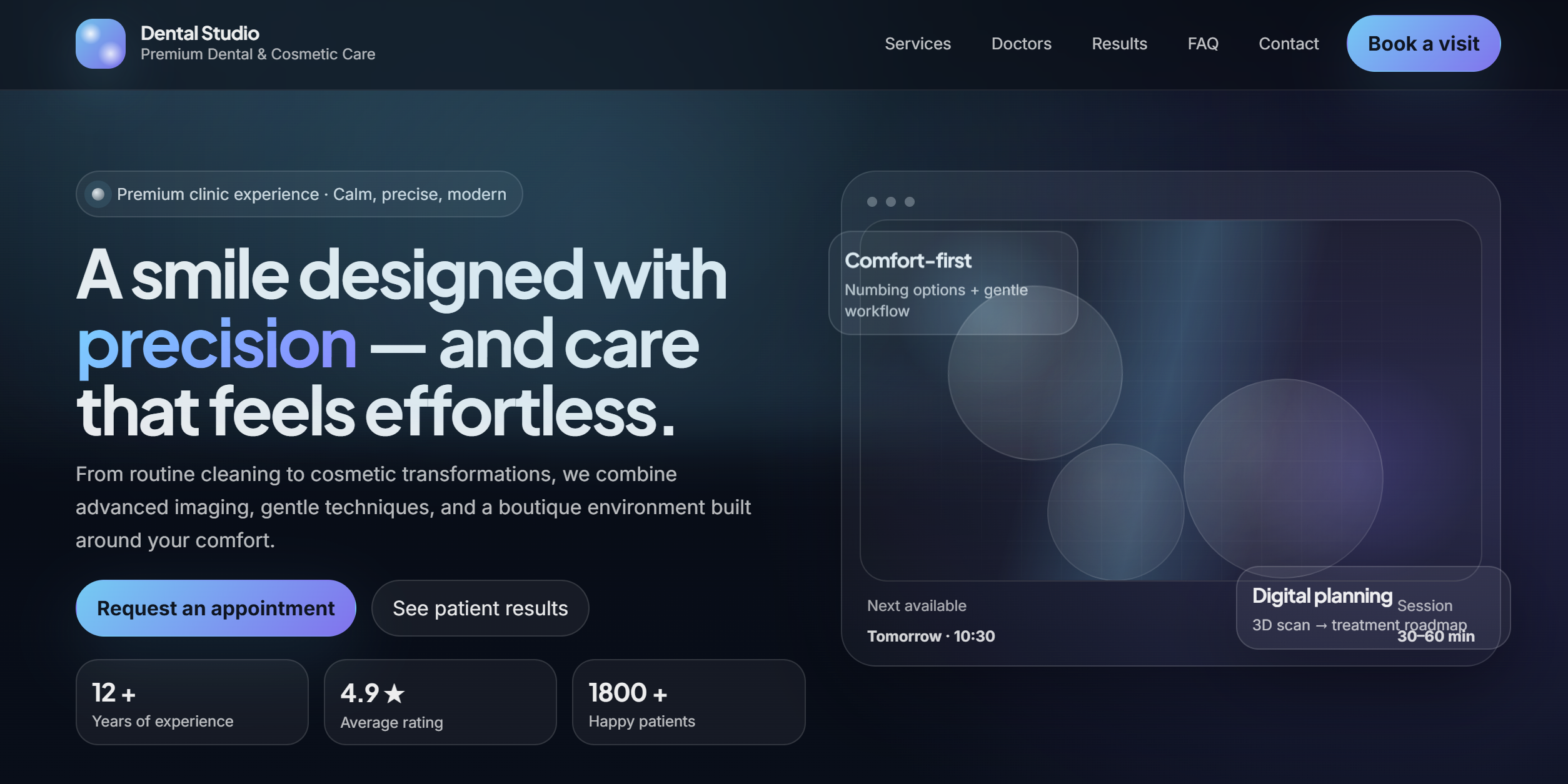 Premium Dental Clinic landing screenshot